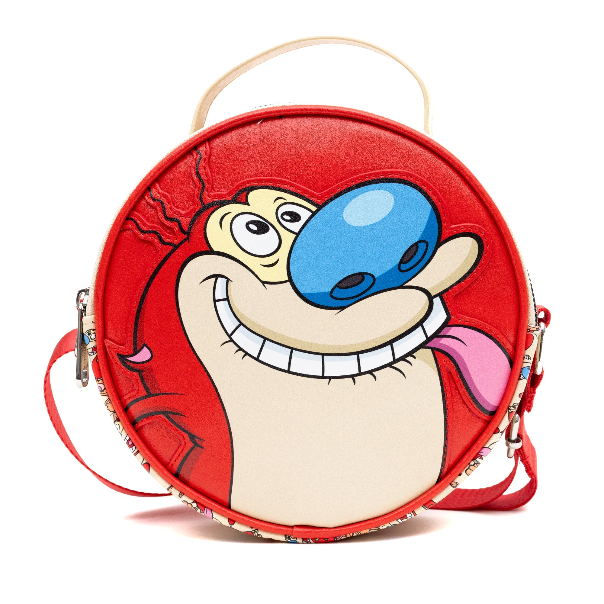 Nickelodeon Ren and Stimpy Character Face Close Up Round Crossbody Bag