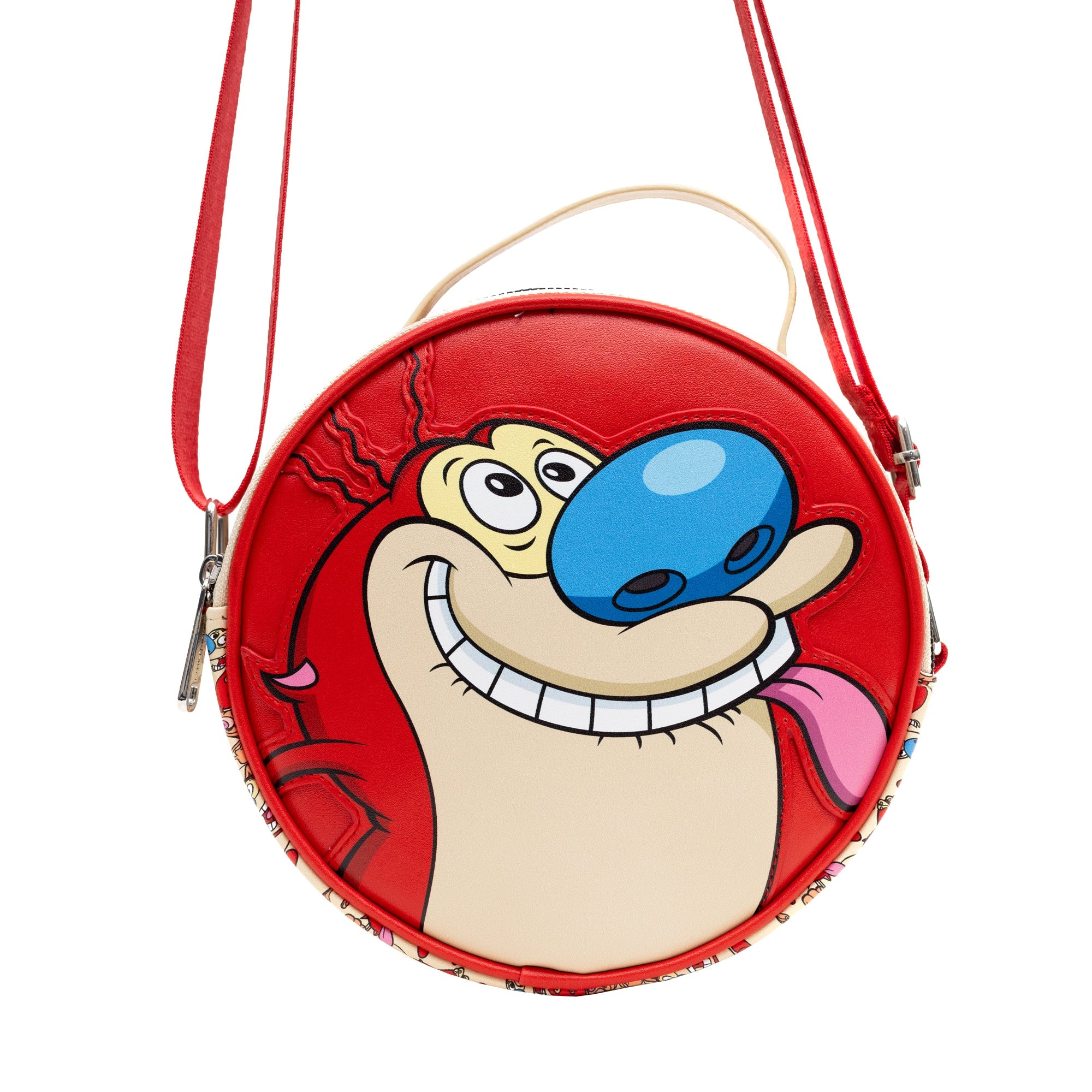 Nickelodeon Ren and Stimpy Character Face Close Up Round Crossbody Bag