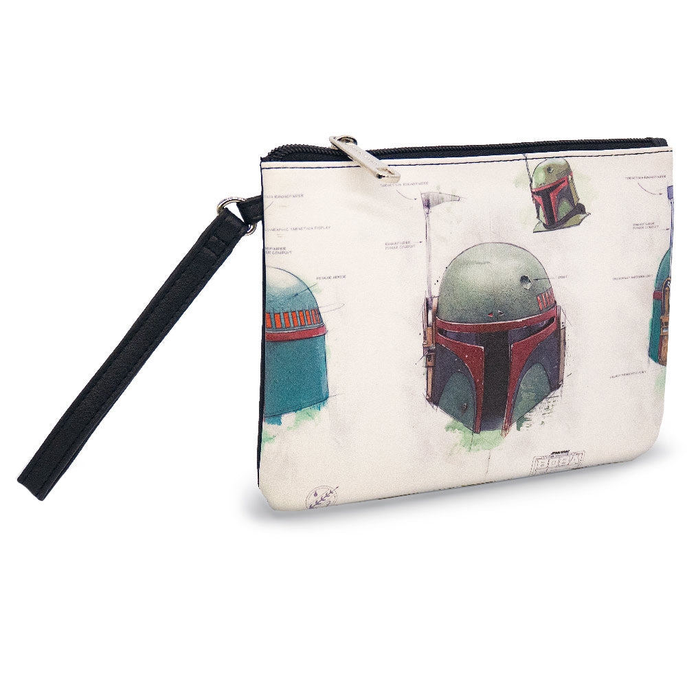 Star Wars The Book of Boba Fett Helmet Schematic Single Pocket Wristlet Wallet