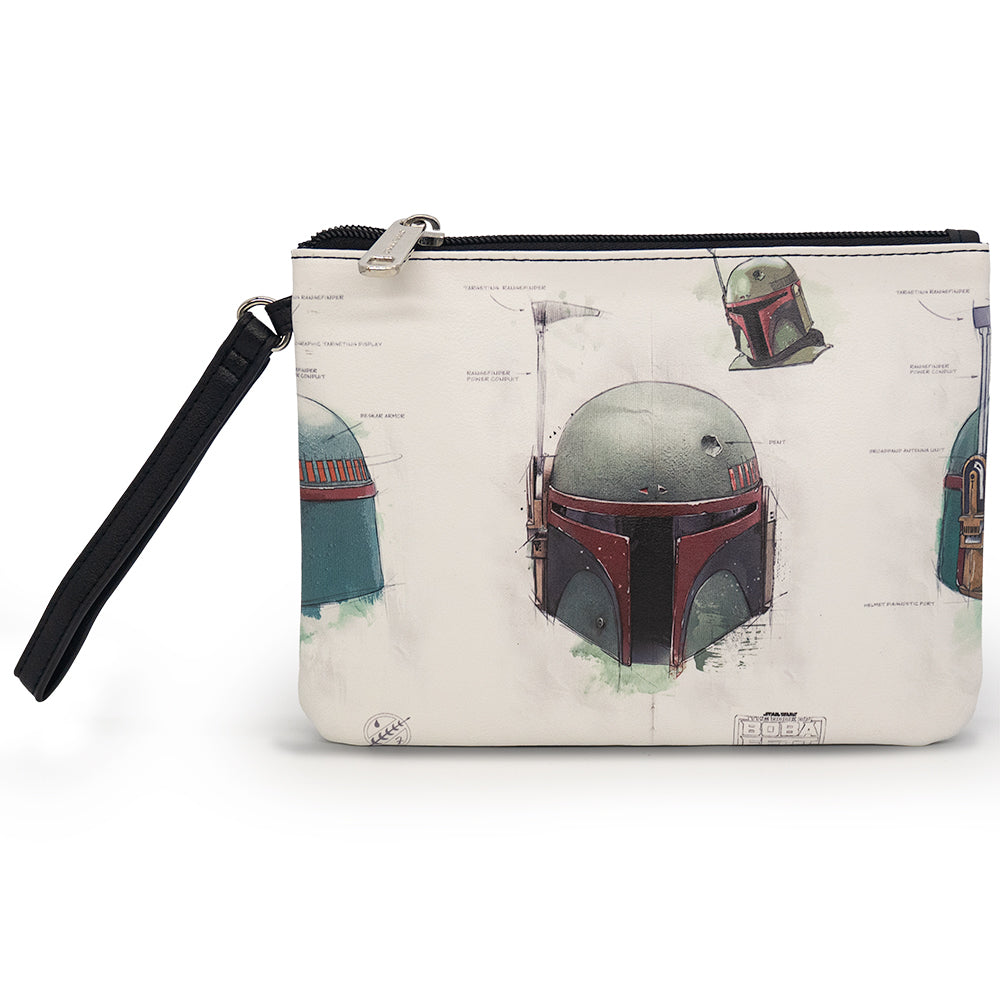 Star Wars The Book of Boba Fett Helmet Schematic Single Pocket Wristlet Wallet