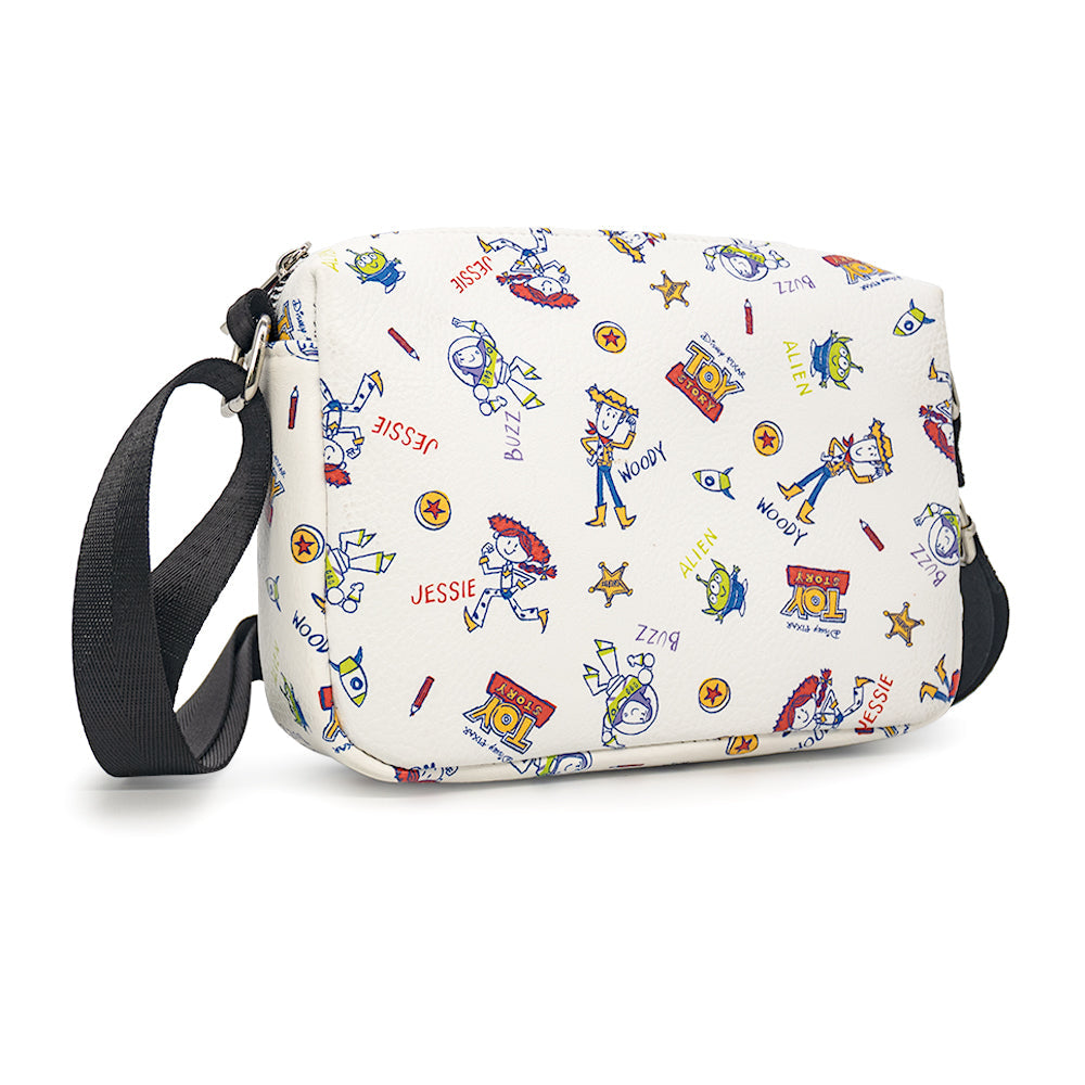 Pixar Toy Story Character Doodles Collage Horizontal Crossbody Bag | Blue Culture Tees