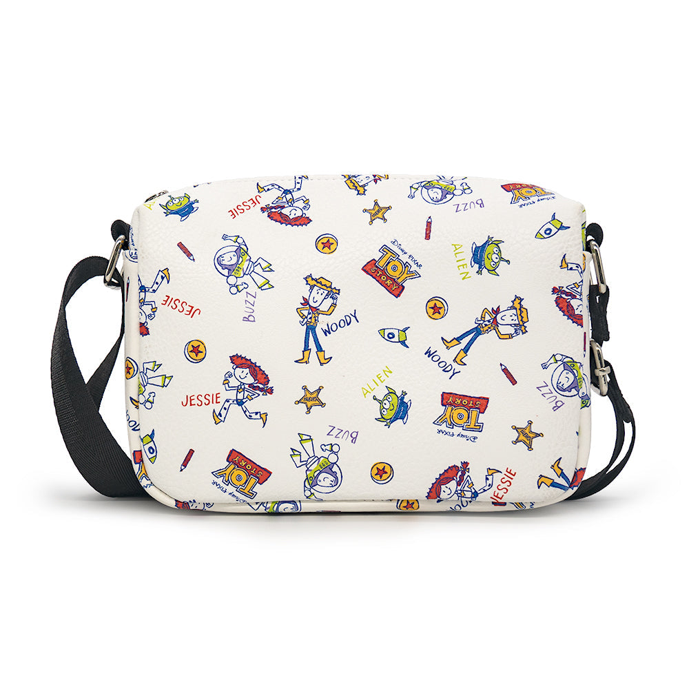 Pixar Toy Story Character Doodles Collage Horizontal Crossbody Bag | Blue Culture Tees