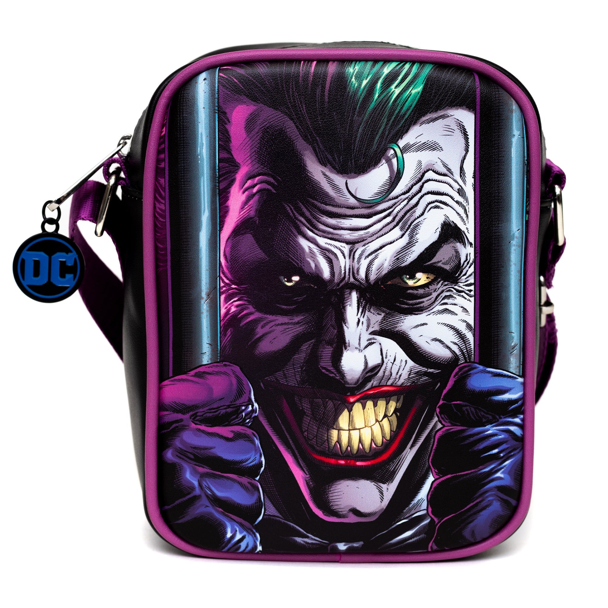 DC Comics Joker Jail Break and Batman Comic Book Poses Crossbody Bag | Blue Culture Tees