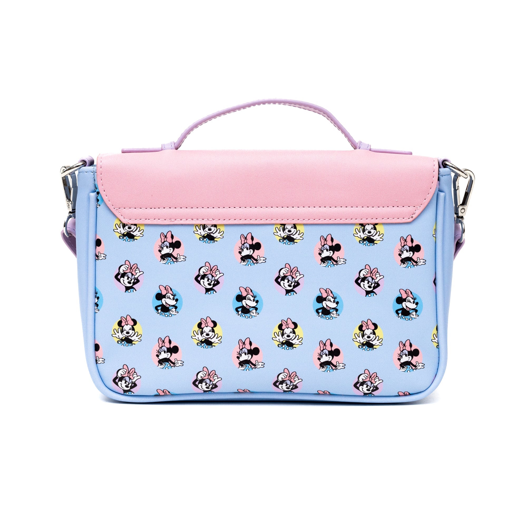 Disney Minnie Mouse Winking Pose Pink and Polka Dot Fold Over Cross Body Bag