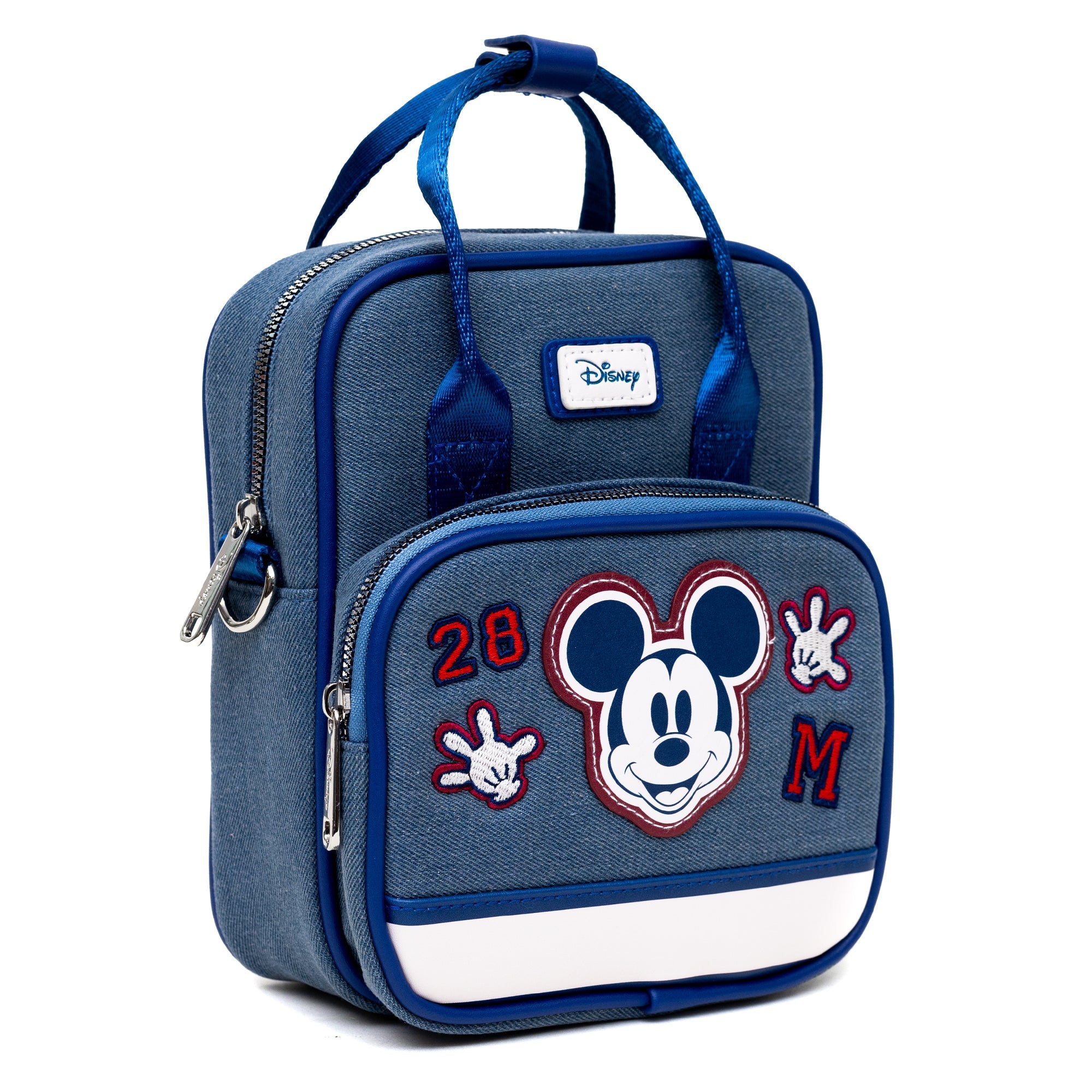 Disney Mickey Mouse Varsity Icons Denim Crossbody Bag | Blue Culture Tees