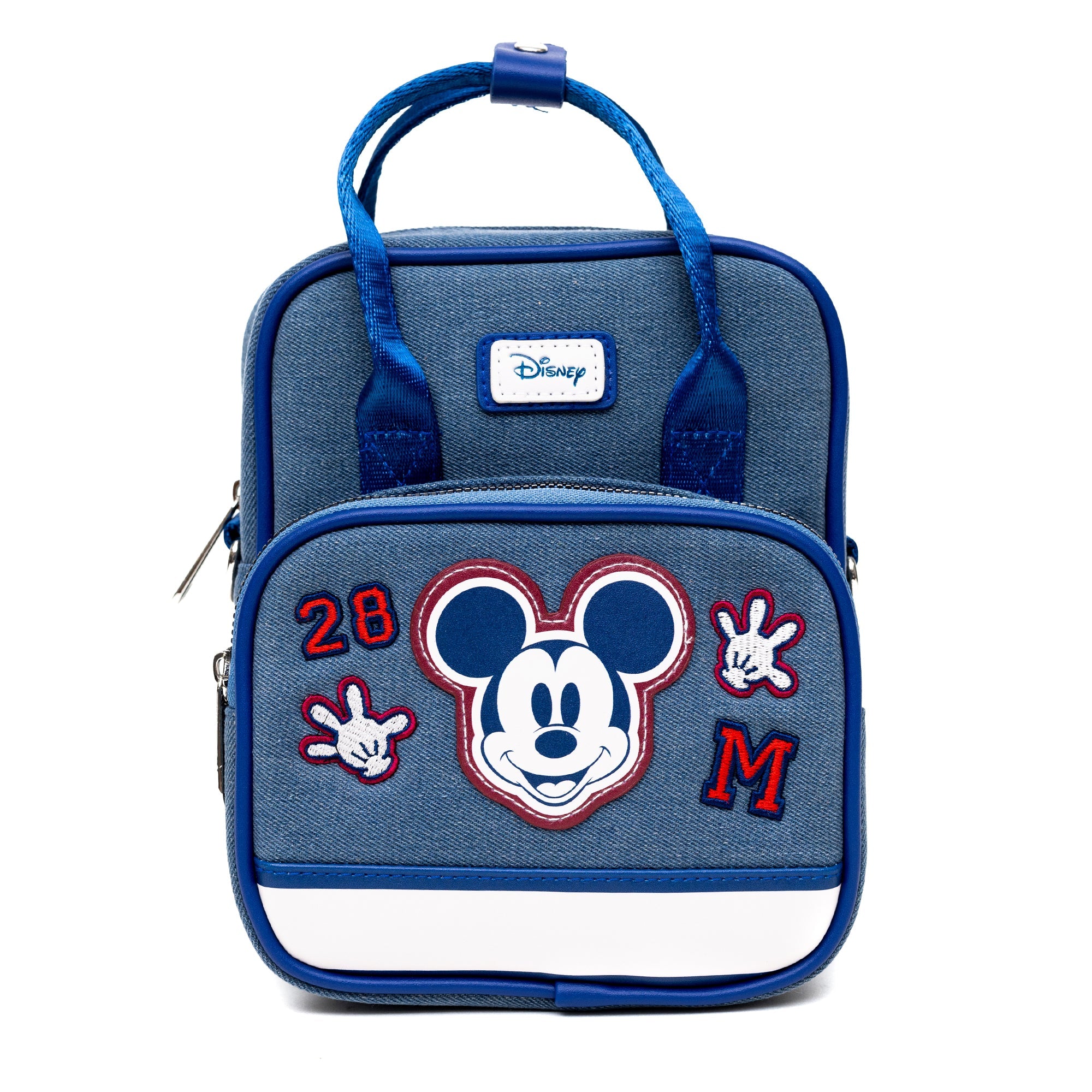 Disney Mickey Mouse Varsity Icons Denim Crossbody Bag | Blue Culture Tees