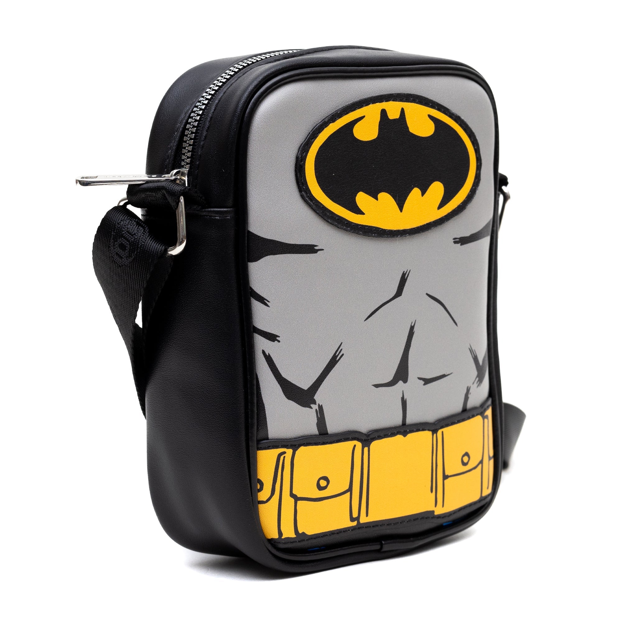 DC Comics Batman Character Close Up with Bat Symbol Crossbody Bag