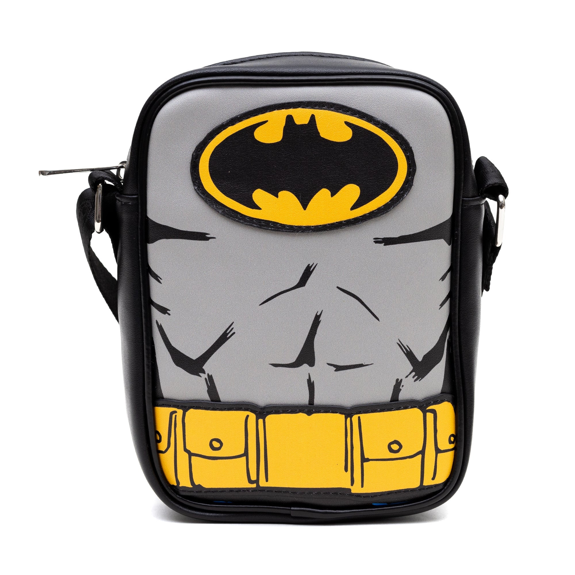 DC Comics Batman Character Close Up with Bat Symbol Crossbody Bag