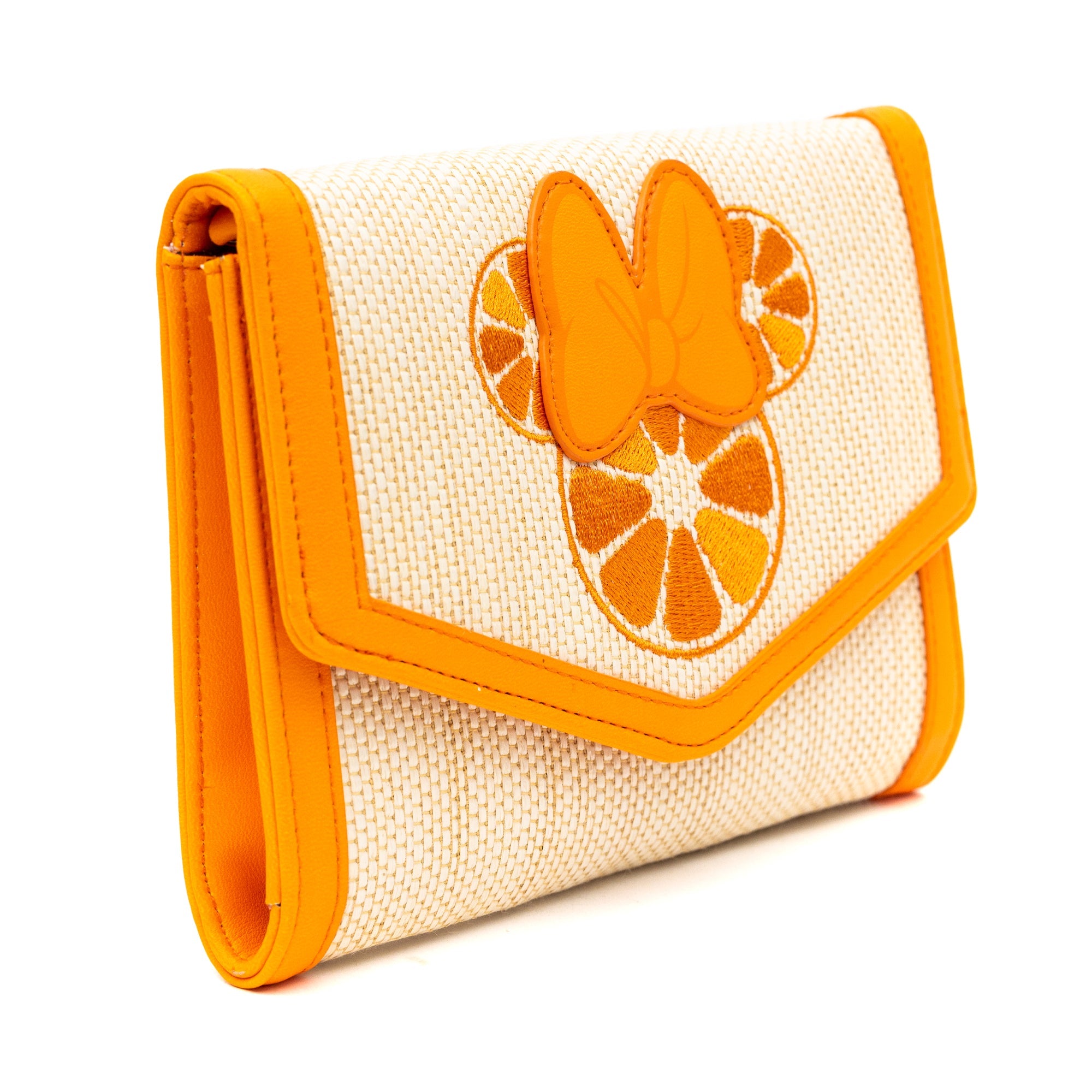 Disney Minnie Mouse Embroidered Citrus Ears with Bow Horizontal Fold Over Crossbody Bag
