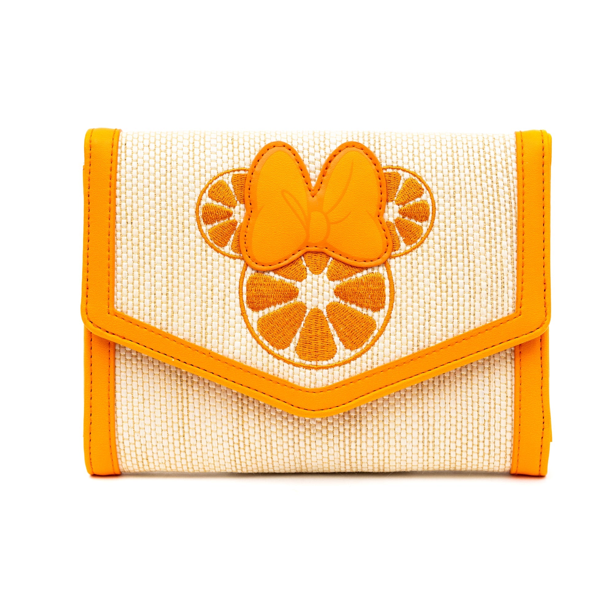 Disney Minnie Mouse Embroidered Citrus Ears with Bow Horizontal Fold Over Crossbody Bag
