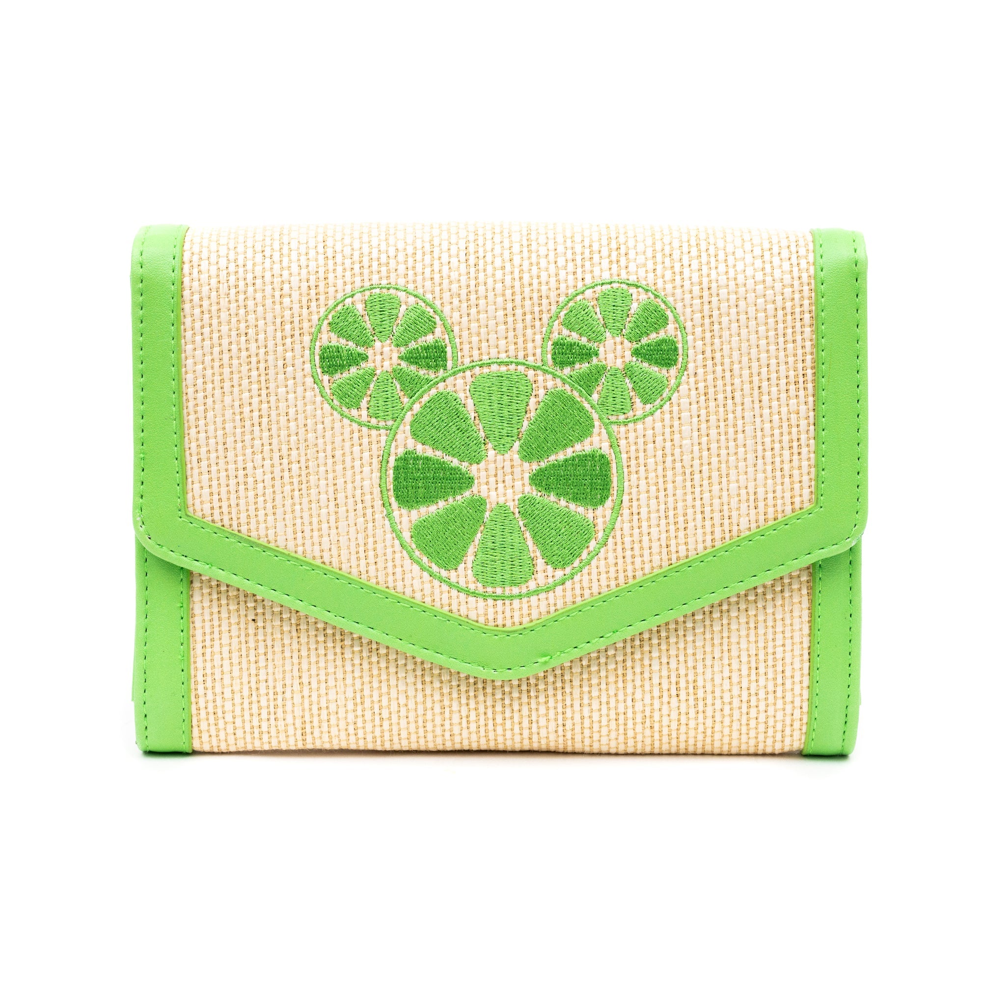 Disney Mickey Mouse Embroidered Citrus Ears Horizontal Fold Over Crossbody Bag