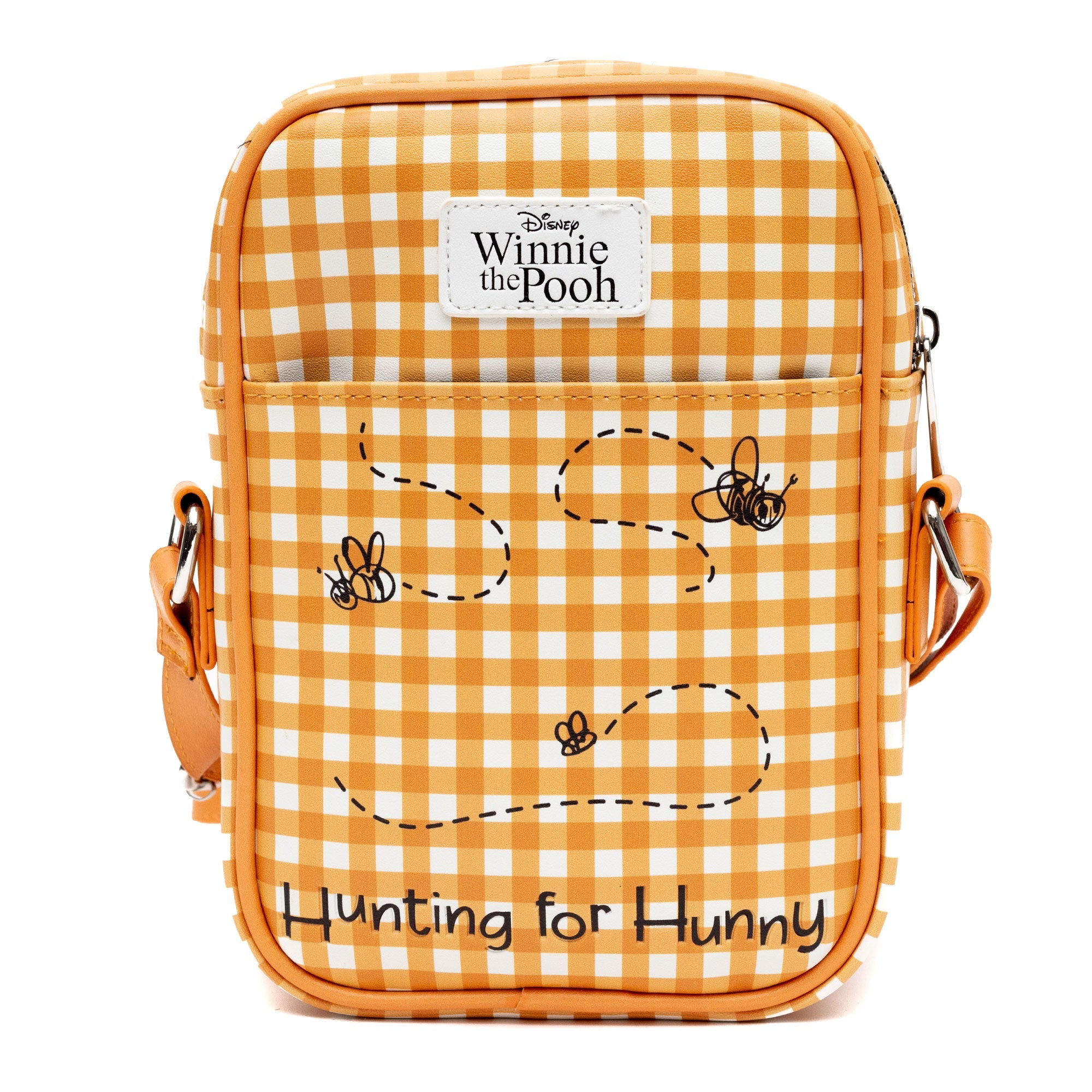 Disney Winnie the Pooh Hunny Pot Pose with Honey Drip Gingham Crossbody bag