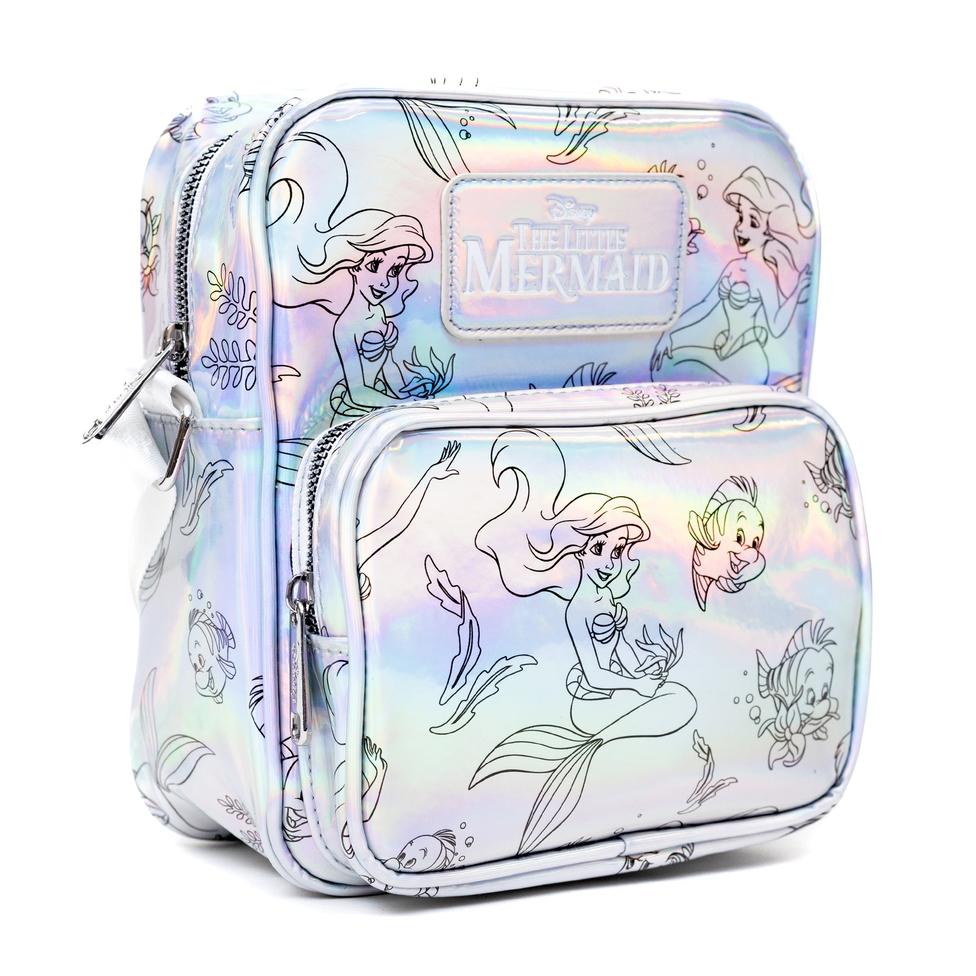 Disney The Little Mermaid Ariel and Flounder Iridescent Holographic Crossbody Bag | Blue Culture Tees