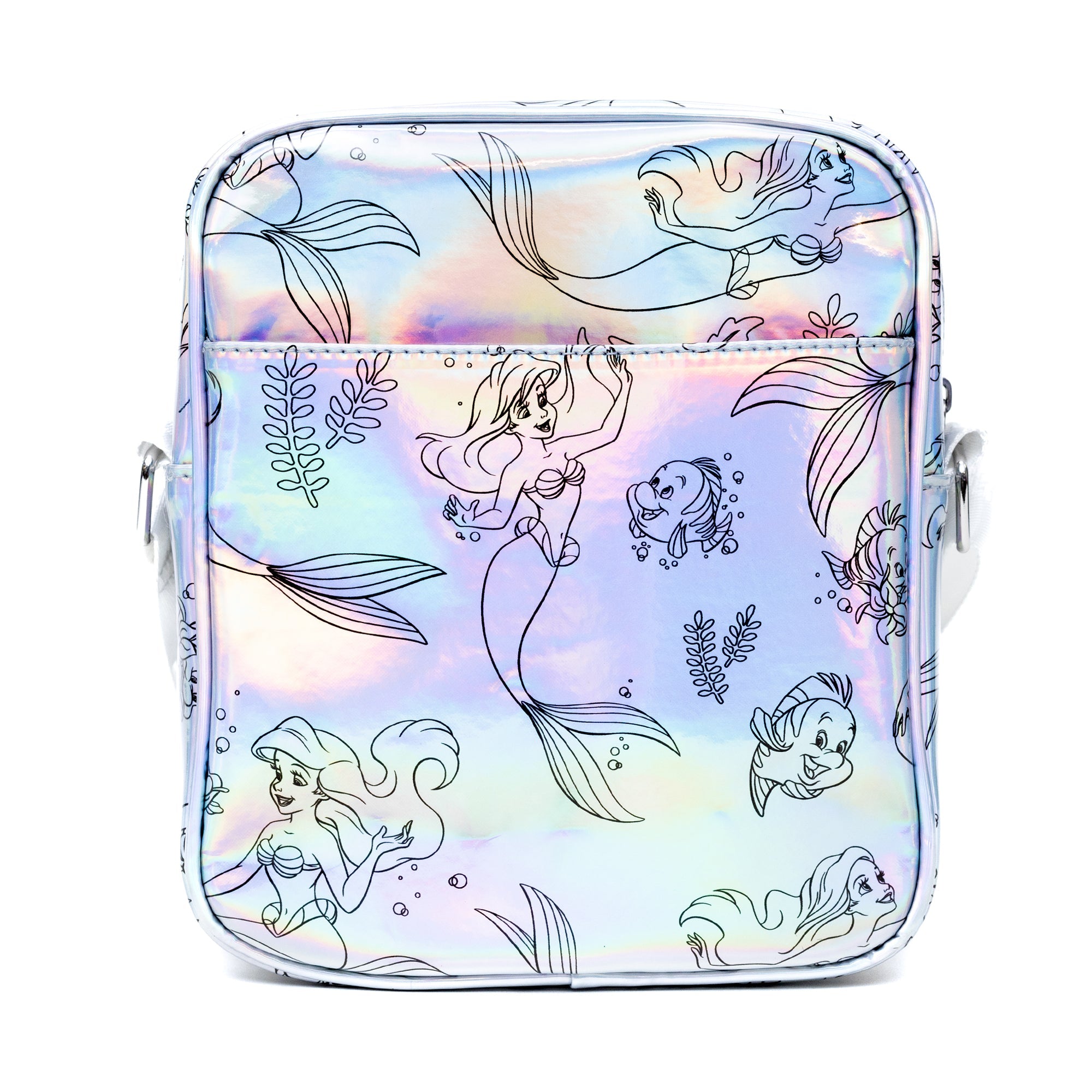 Disney The Little Mermaid Ariel and Flounder Iridescent Holographic Crossbody Bag | Blue Culture Tees