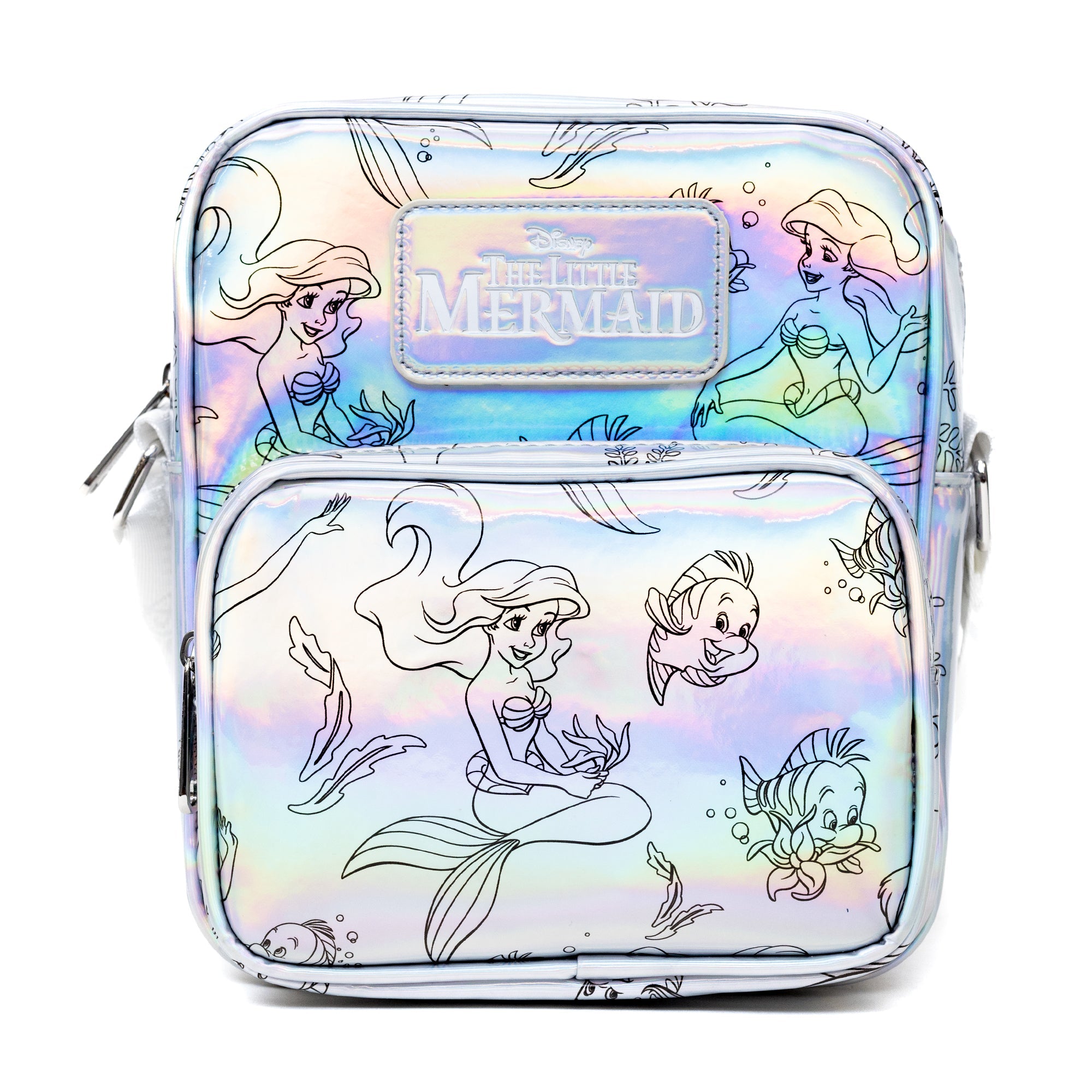 Disney The Little Mermaid Ariel and Flounder Iridescent Holographic Crossbody Bag | Blue Culture Tees