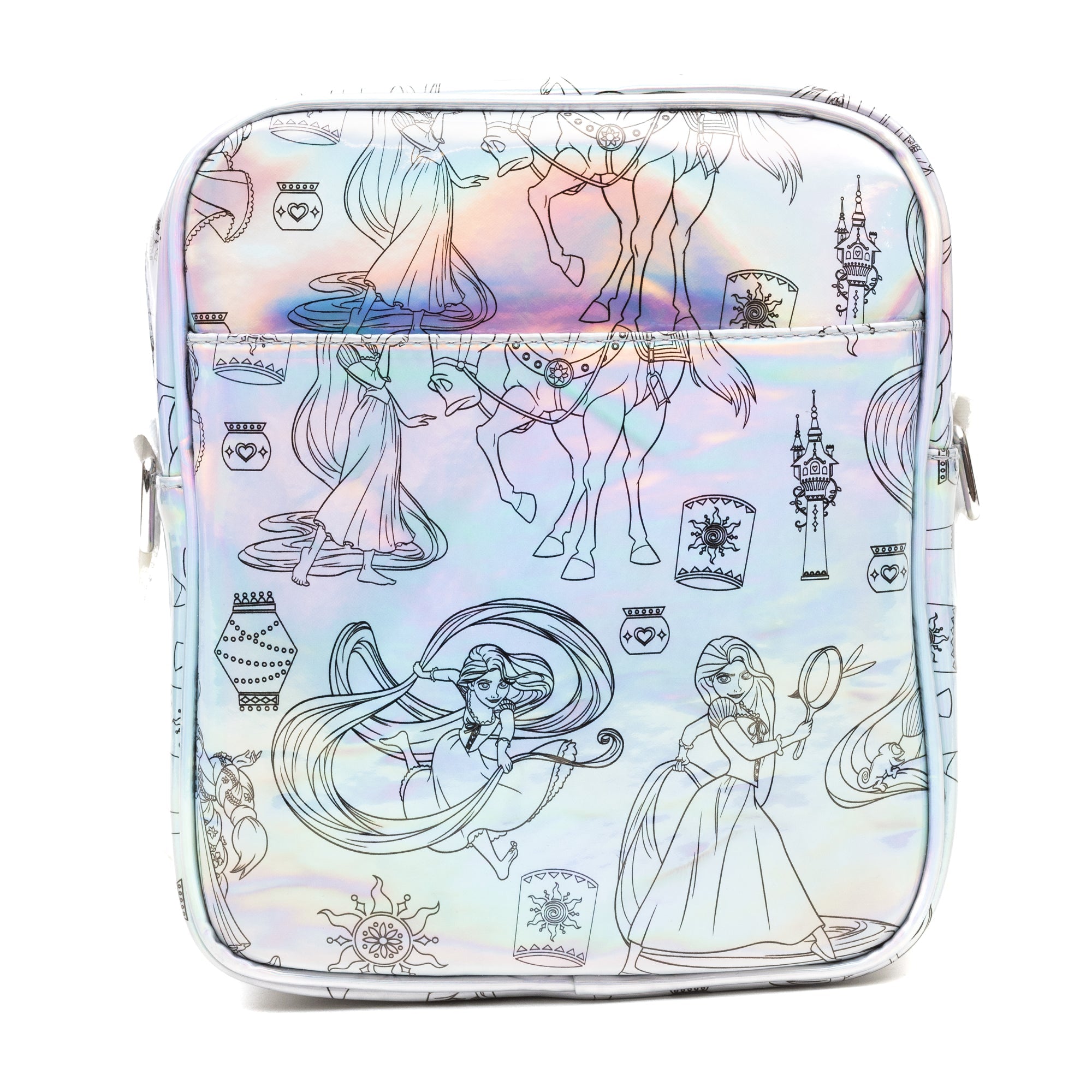 Disney Tangled Rapunzel Poses Iridescent Holographic Crossbody Bag | Blue Culture Tees