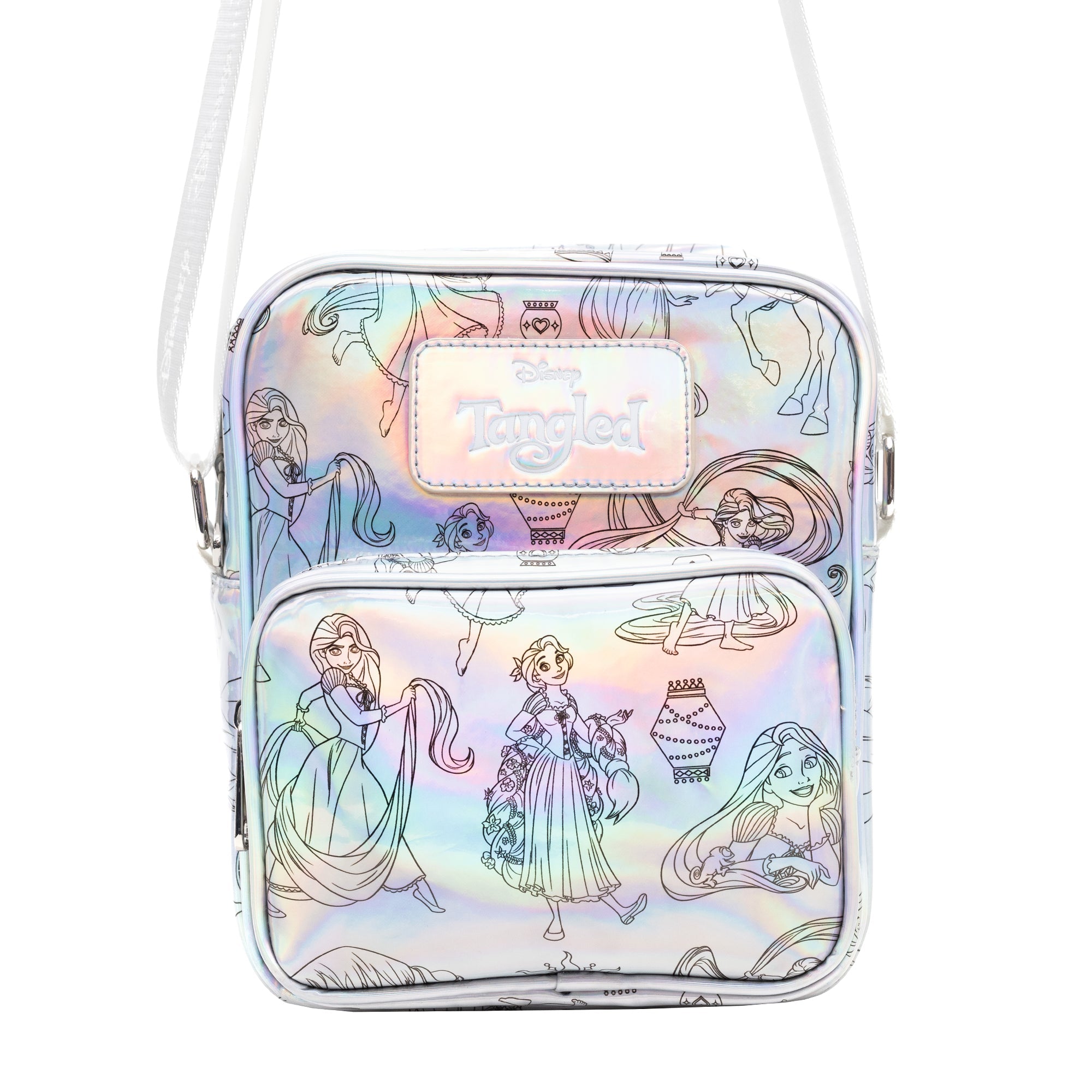 Disney Tangled Rapunzel Poses Iridescent Holographic Crossbody Bag | Blue Culture Tees