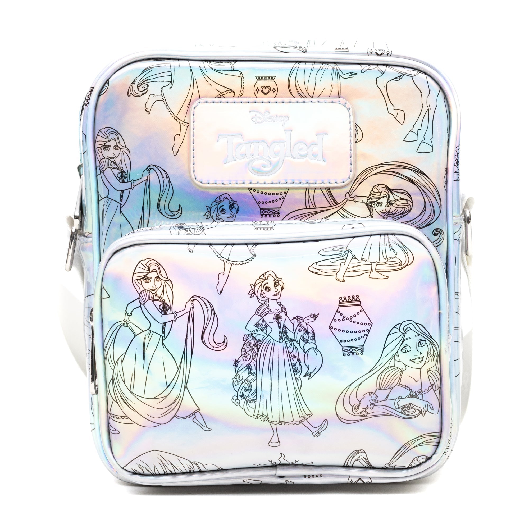 Disney Tangled Rapunzel Poses Iridescent Holographic Crossbody Bag | Blue Culture Tees