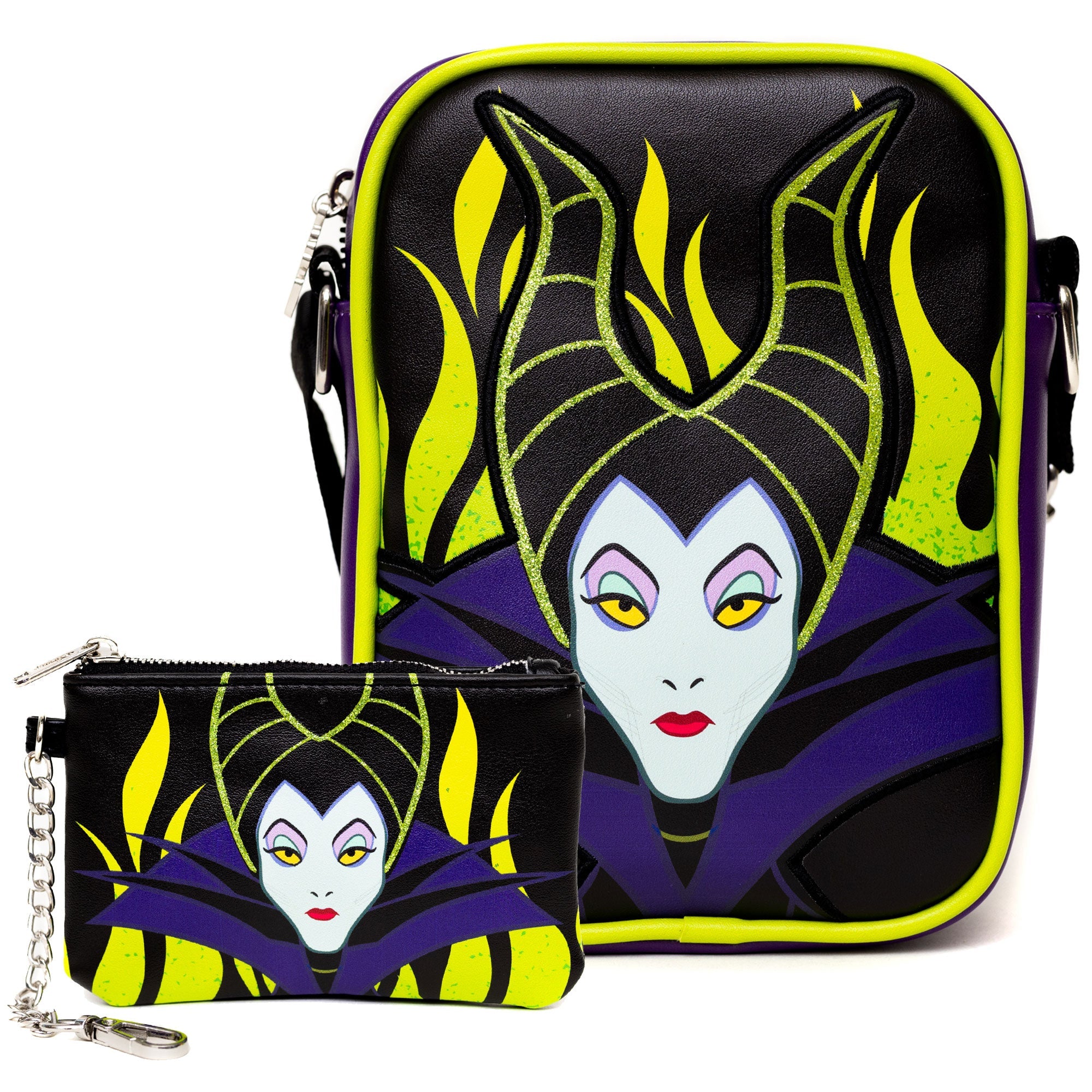 Disney Sleeping Beauty Maleficent Pose Crossbody Bag and Wallet Combo