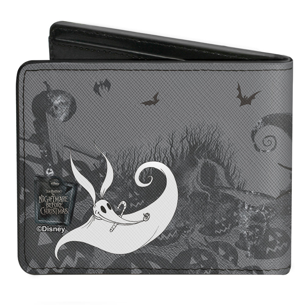 The Nightmare Before Christmas Jack & Sally with Zero Cemetery Scene Bi-Fold Wallet