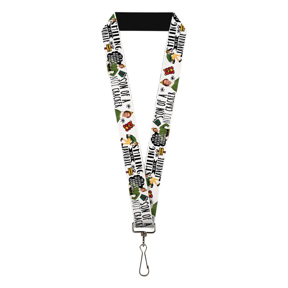 Lanyard - 1.0" - Elf Buddy the Elf Poses and Quotes Doodle White