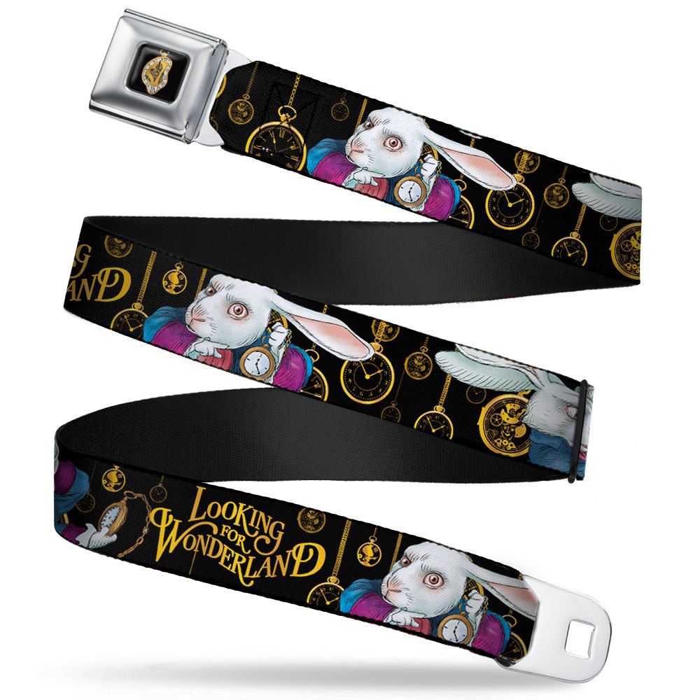 Alice in Wonderland Clock White Rabbit Poses Seatbelt Belt