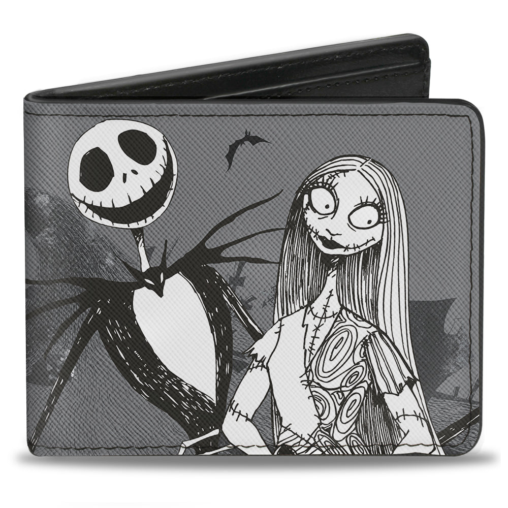 The Nightmare Before Christmas Jack & Sally with Zero Cemetery Scene Bi-Fold Wallet