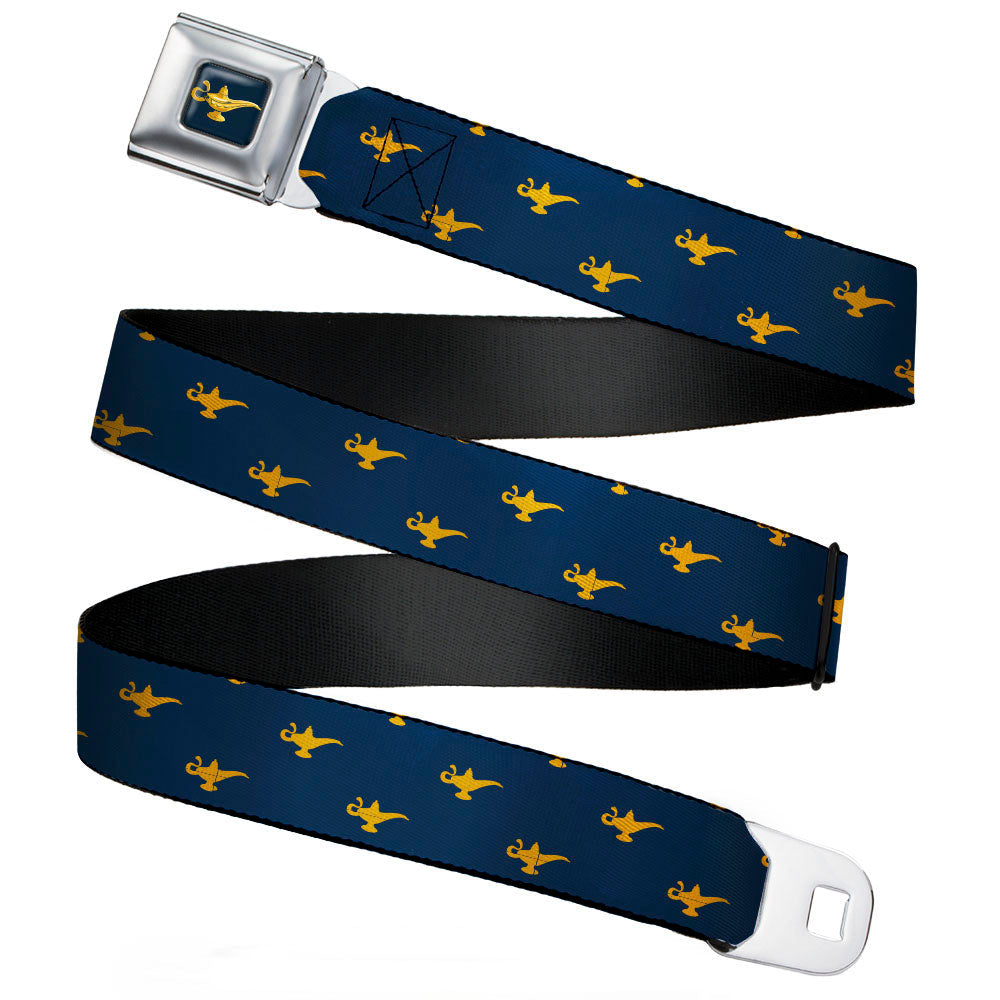 Aladdin 2019 Magic Lamp Full Color Navy/Golds Seatbelt Belt - Aladdin Genie Lamp Monogram Navy/Gold Webbing