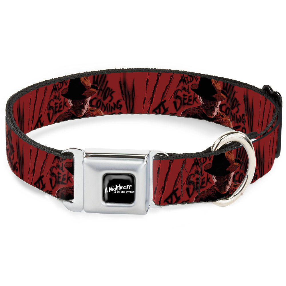 A Nightmare On Elm Street Logo Hand Scratching Seatbelt Buckle Dog Collar | Blue Culture Tees