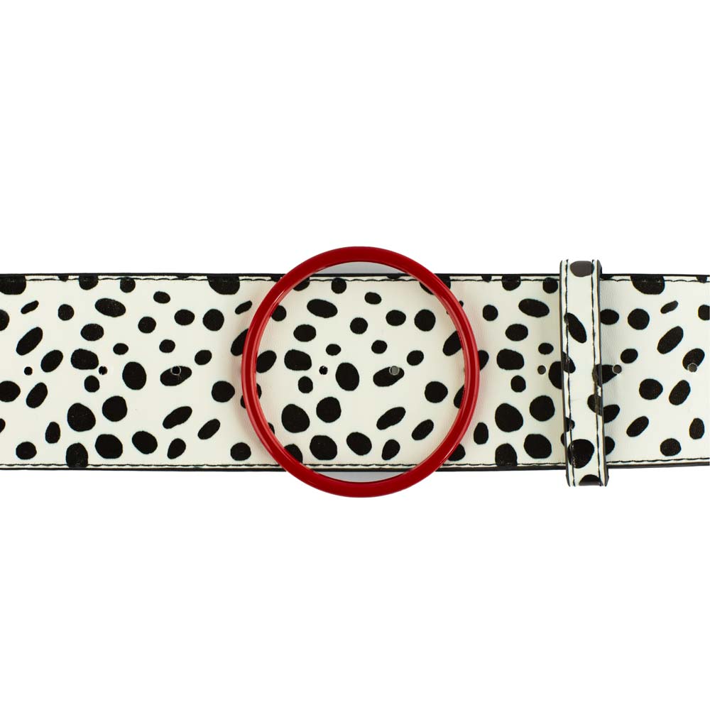 Disney Cruella De Vil Red Cast Buckle Dalmatian Spots PU Strap Belt | Blue Culture Tees