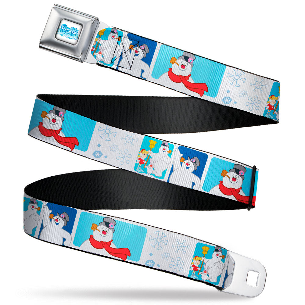 Frosty the Snowman Pose Blocks and Snowflakes Seatbelt Belt | Blue Culture Tees