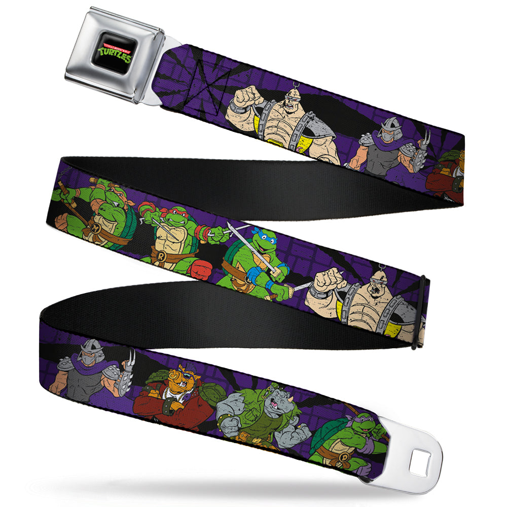 Classic TMNT Logo Teenage Mutant Ninja Turtles Group & Villains Seatbelt Belt