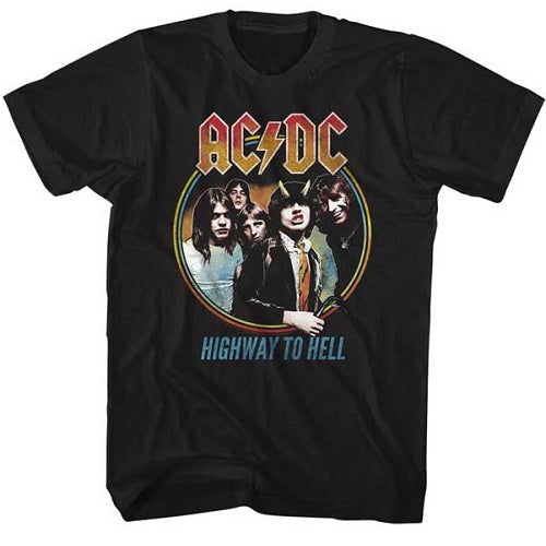 MEN'S ACDC HIGHWAY TO HELL TRICOLOR LIGHTWEIGHT TEE - Blue Culture Tees
