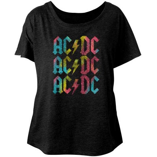 Junior's ACDC Multicolor Dolman T-Shirt