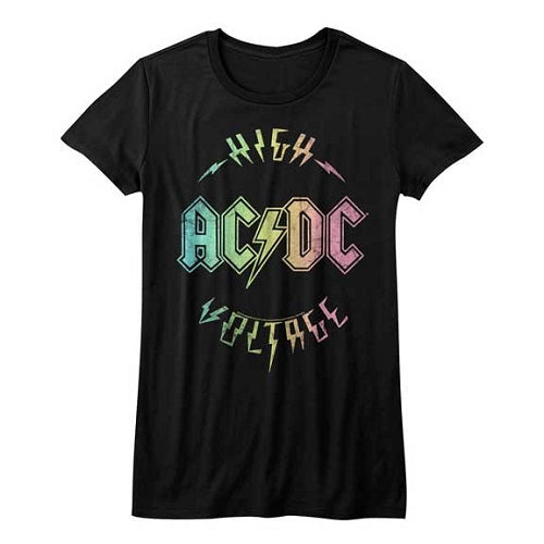 Junior's ACDC Multicolor Voltage T-Shirt
