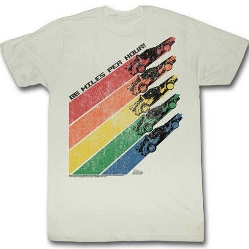 Back to The Future Rainbow Delorean T-Shirt - Blue Culture Tees
