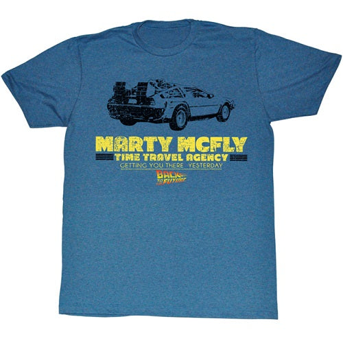 MEN'S BACK TO THE FUTURE TIME IN A CAR LIGHTWEIGHT TEE - Blue Culture Tees