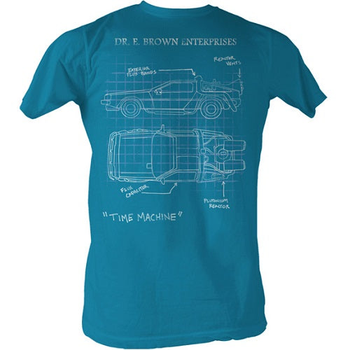 MEN'S BACK TO THE FUTURE DELOREAN SCHEMATIC LIGHTWEIGHT TEE - Blue Culture Tees