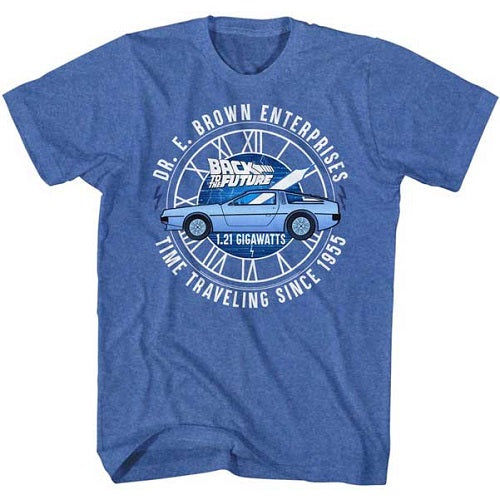 MEN'S BACK TO THE FUTURE DR E BROWN ENTERPRISES LIGHTWEIGHT TEE - Blue Culture Tees
