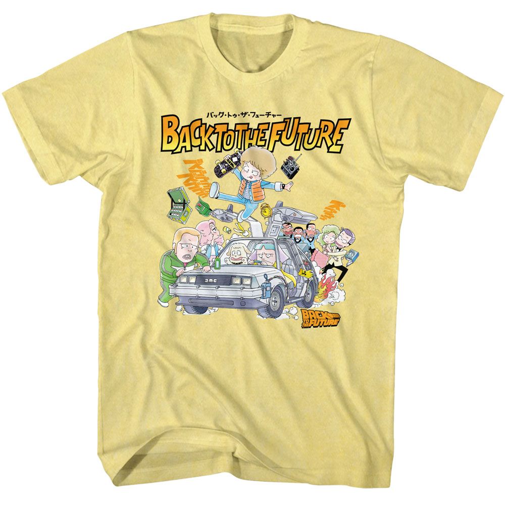 Back To The Future Cartoon Characters With Car T-Shirt