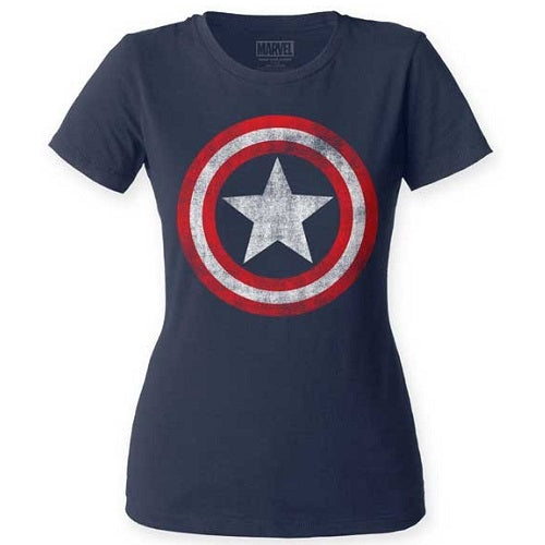 Women's Captain America Distress Shield Tee