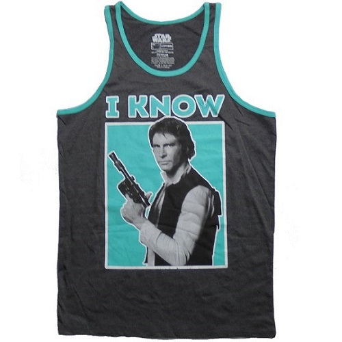 Men's Star Wars Han Solo I Know Ringer Tank Top - Blue Culture Tees