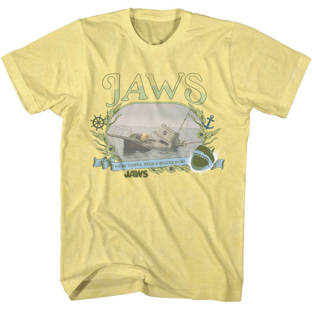 Jaws Boat Sinking Florals T-Shirt
