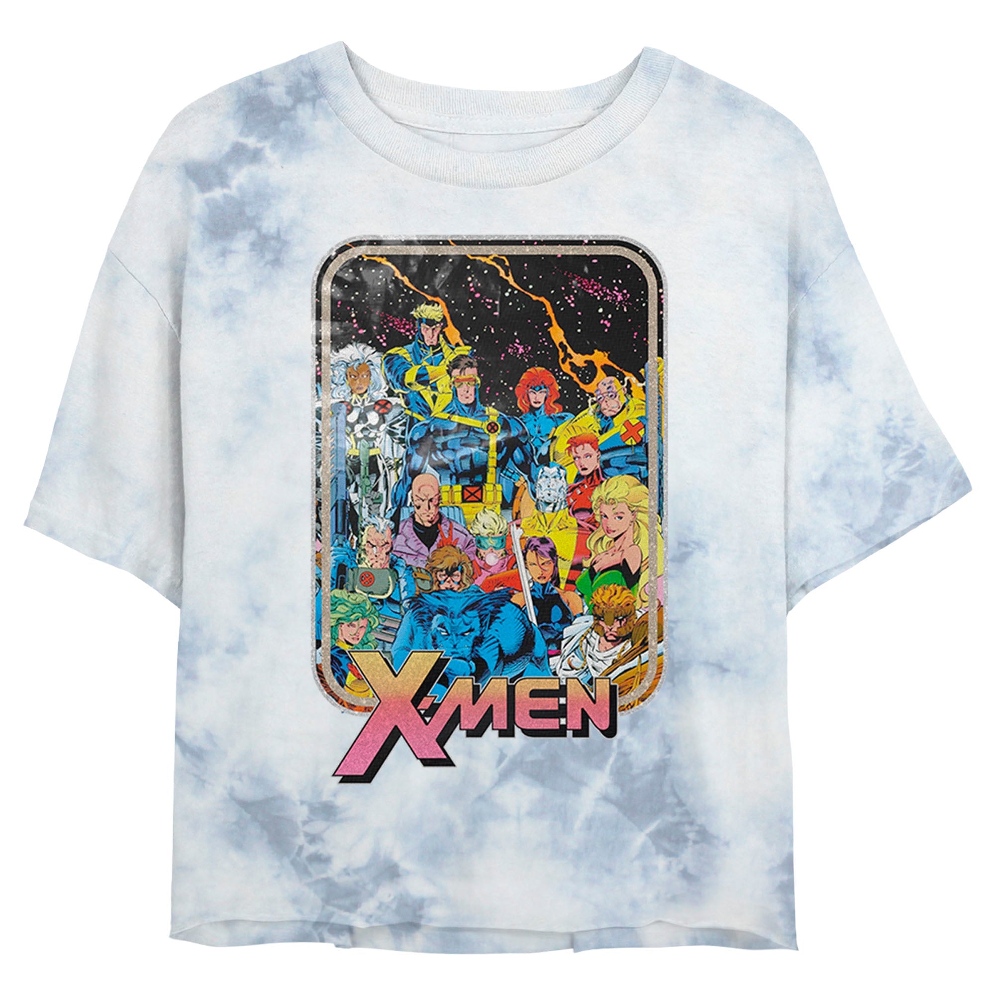 Junior's Marvel XMEN 70'S IRON ON Bombard Tie-Dye T-Shirt