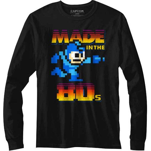 Men's Mega Man Made in the 80's Long Sleeve T-Shirt - Blue Culture Tees
