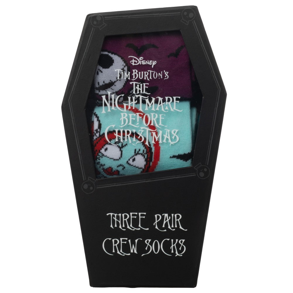 Disney The Nightmare Before Christmas Coffin 3 Pair Crew Socks Set