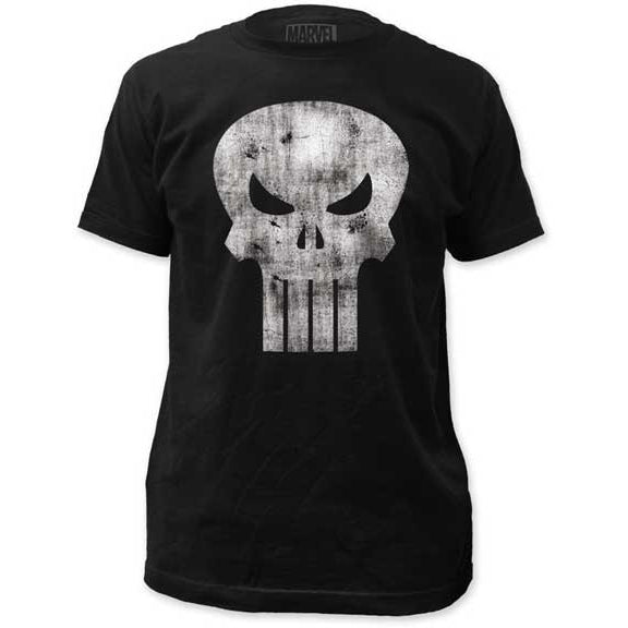 Marvel The Punisher White Logo Distressed T-Shirt