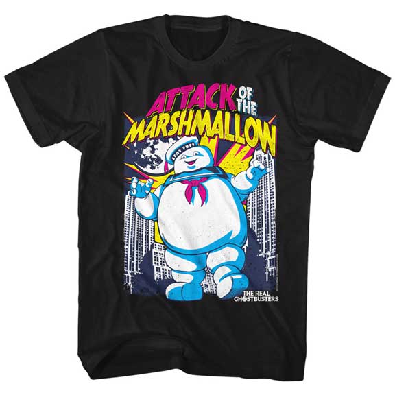 Men's The Real Ghostbusters Marshmallow Attacks Tee