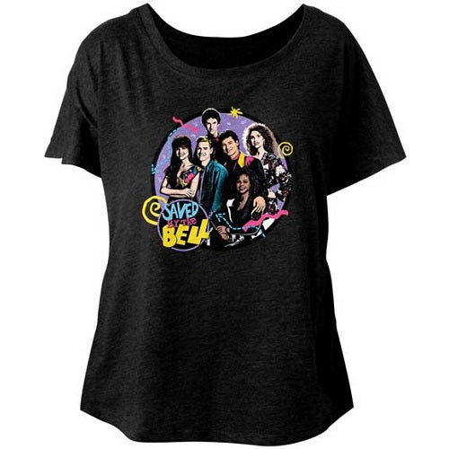 WOMEN'S SAVED BY THE BELL THE WHOLE GANG DOLMAN TEE - Blue Culture Tees