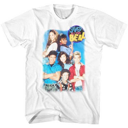 MEN'S SAVED BY THE BELL GROUP SHOT LIGHTWEIGHT TEE - Blue Culture Tees